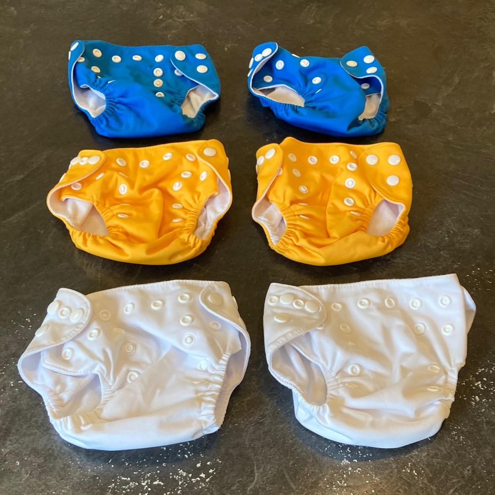 Alva Baby blue yellow white cloth diaper covers - set of 6